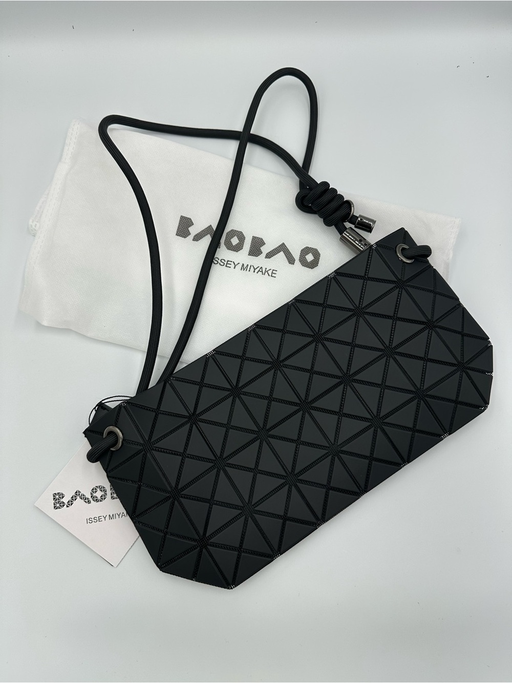 Issey Miyake Bao Bao Matte Black Crossbody Shoulder Bag Rope Strap NWT